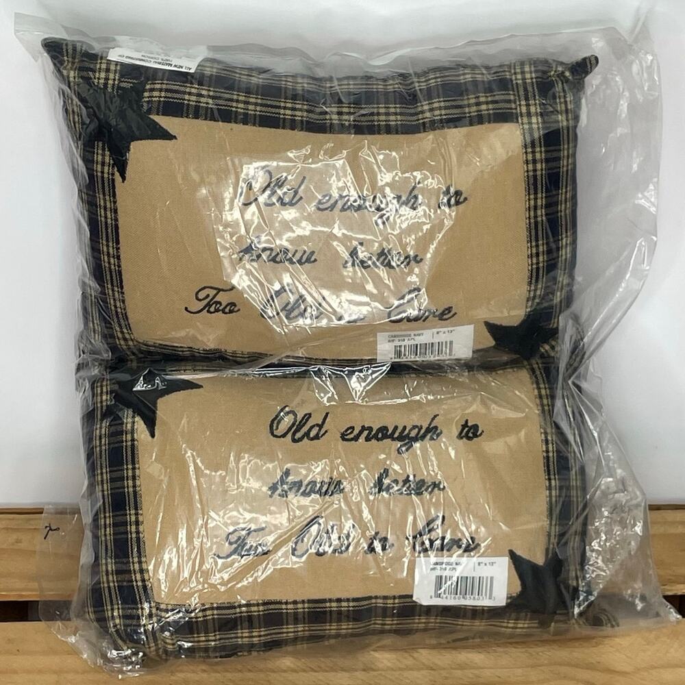 Cambridge Navy "Old enough to know better, Too Old to care" set of 2 SM pillows